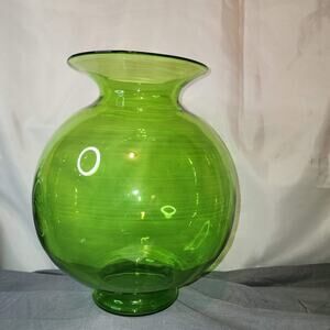 Large Green Glass Bubble Bowl Vase 14in tall, 39in in circumference. Very Unique